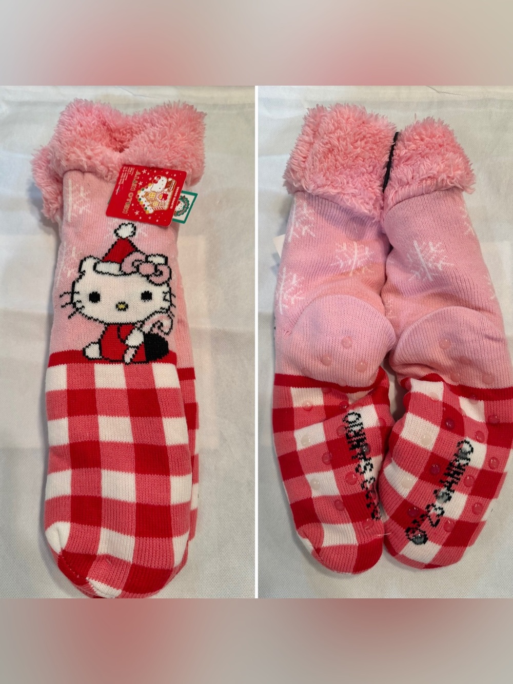 Hello Kitty-Long-SherpaLined-Non Skid Sleep Socks-Sz: 4-10
